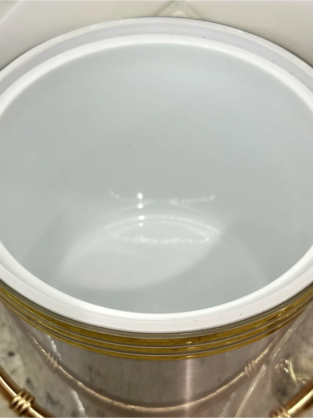 Vintage gold and silver tone insulated ice bucket